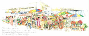 market - flower stalls; large size = 300 pixels wide